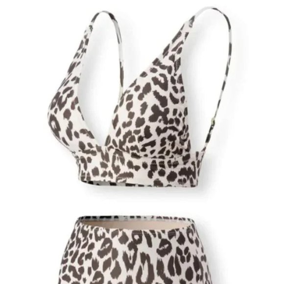 Aaron & Amber BIKINI Animal Print Retro DEEP PLUGE LEOPARD Gold Set NWT - Picture 8 of 11
